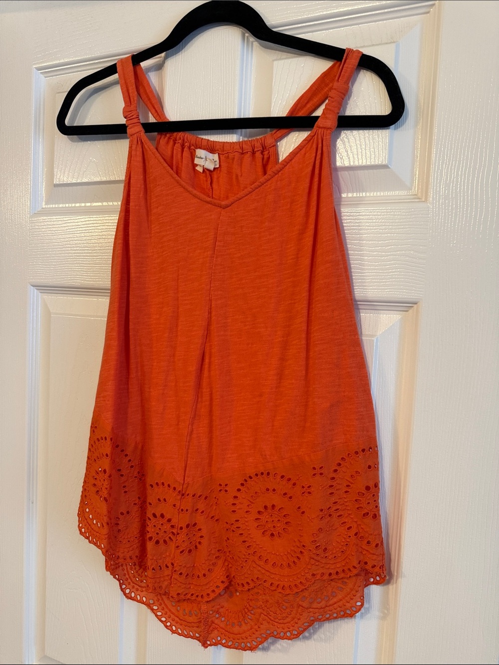 Meadow Rue Coral Eyelet-Hem Tank Top